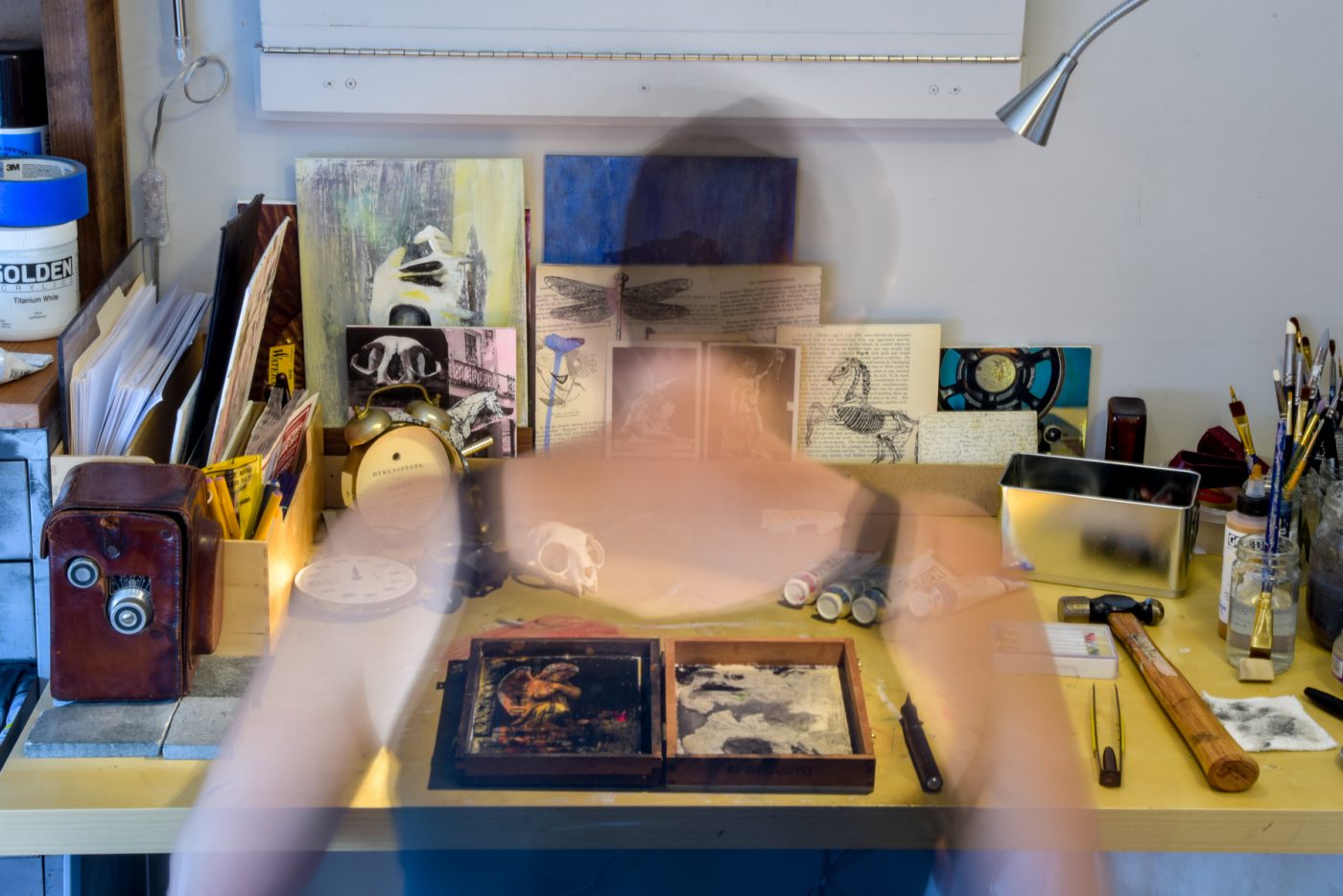 Carina working in her studio